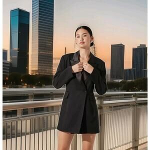 ASTR The Label Blazer Mini Dress Black Double-Breasted Blend‎ Size SMALL